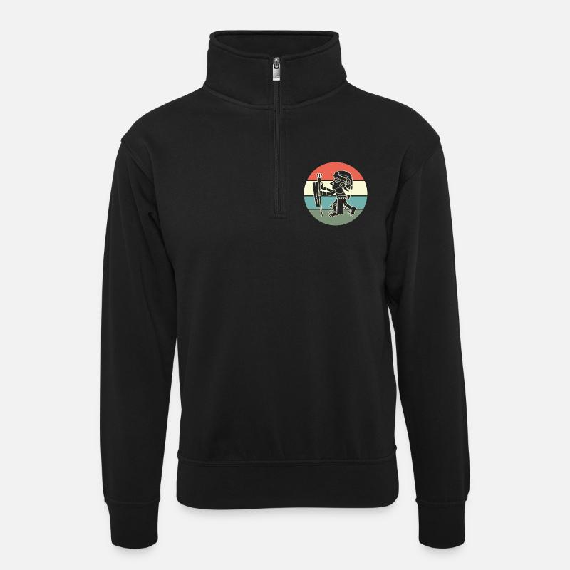 aztec Maya kalender Inka - Unisex Pullover mit Zip-Kragen - Schwarz