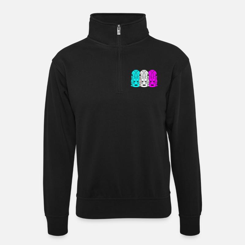 Maya kalender aztec Inka - Unisex Pullover mit Zip-Kragen - Schwarz