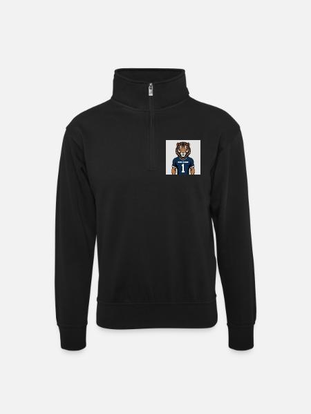 Tiger Mascot Jersey Print - Unisex sweater with zip collar - black