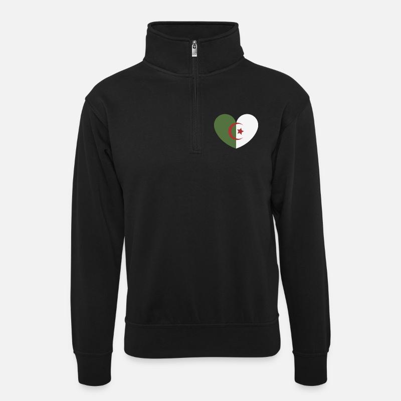 Drapeau du cœur de l’Algérie - Sweat col montant zippé unisexe - noir
