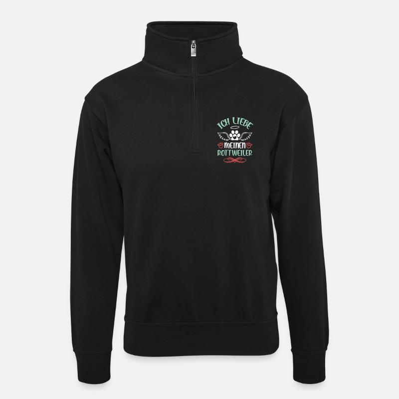 Ich liebe meinen Rottweiler - Unisex Pullover mit Zip-Kragen - Schwarz