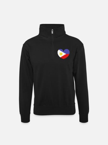 Philippines heart flag - Unisex sweater with zip collar - black