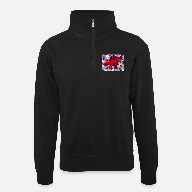 Spinosaurus Dino - Unisex Pullover mit Zip-Kragen - Schwarz