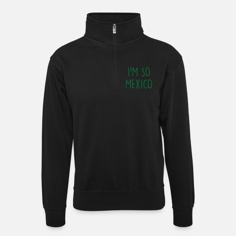 Mexico Mexiko - Unisex Pullover mit Zip-Kragen - Schwarz