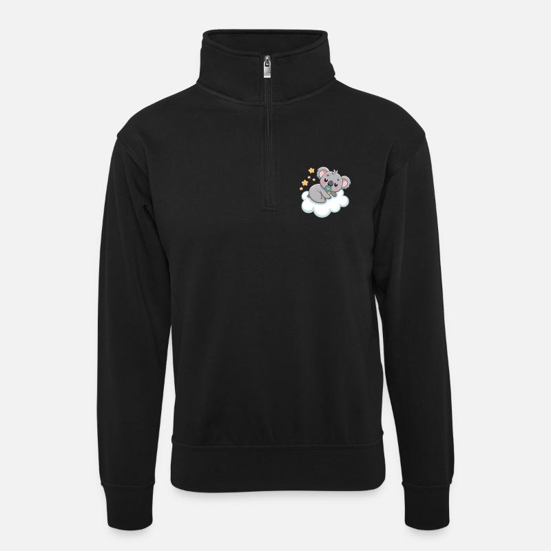 Bébé Koala rêveur sur nuage pastel - Sweat col montant zippé unisexe - noir