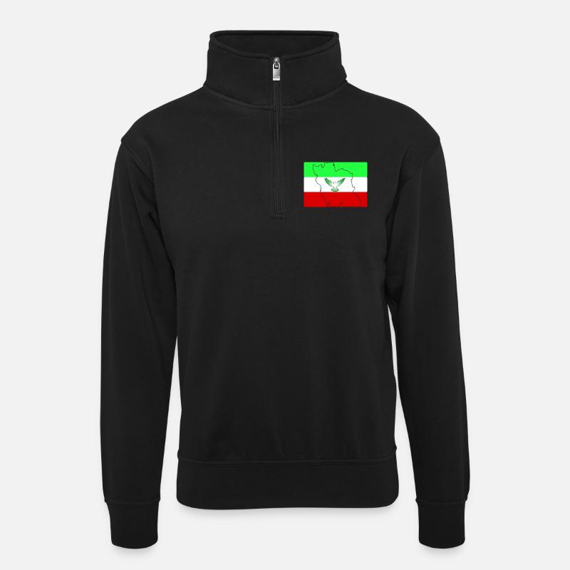 Iran Flagge  - Unisex Pullover mit Zip-Kragen - Schwarz