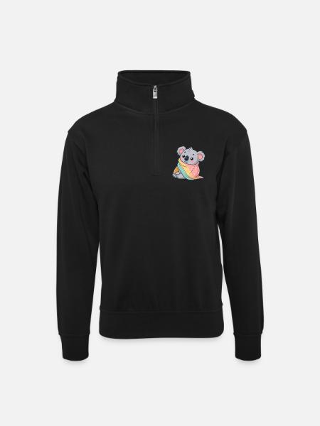 Koala Cozy Under Blanket - Unisex sweater with zip collar - black