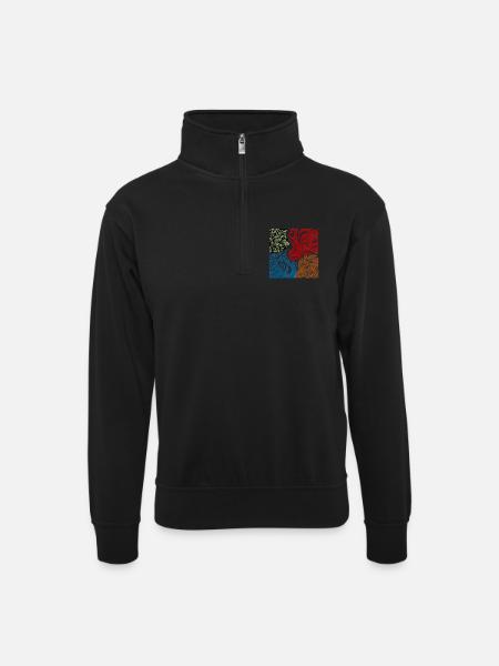 Four Elements Nature Graphic Spiritual - Unisex sweater with zip collar - black