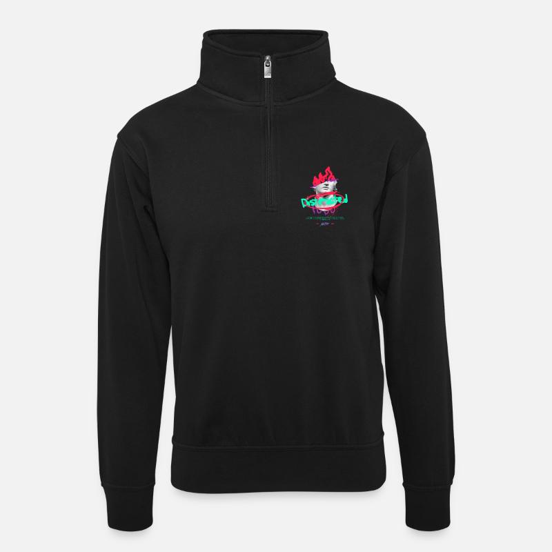 Neon-Graffiti-Büstencollage - Unisex Pullover mit Zip-Kragen - Schwarz