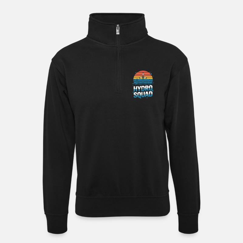 Hydro Squad Wasserkraft Team Erneuerbare Energie - Unisex Pullover mit Zip-Kragen - Schwarz