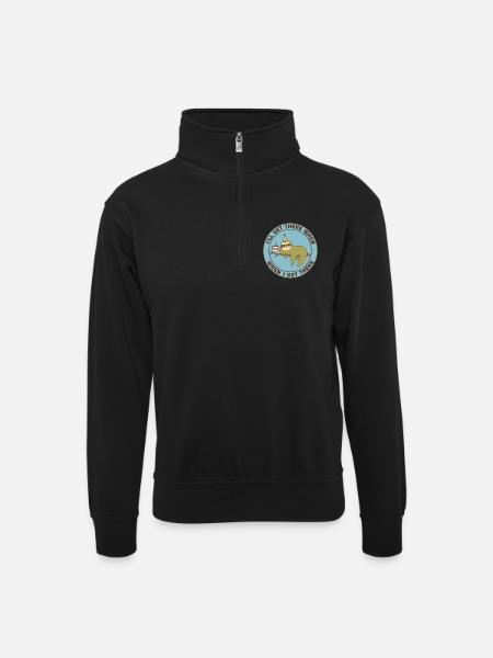 Sloth Monday Treibstoff-Casual - Unisex Pullover mit Zip-Kragen - Schwarz