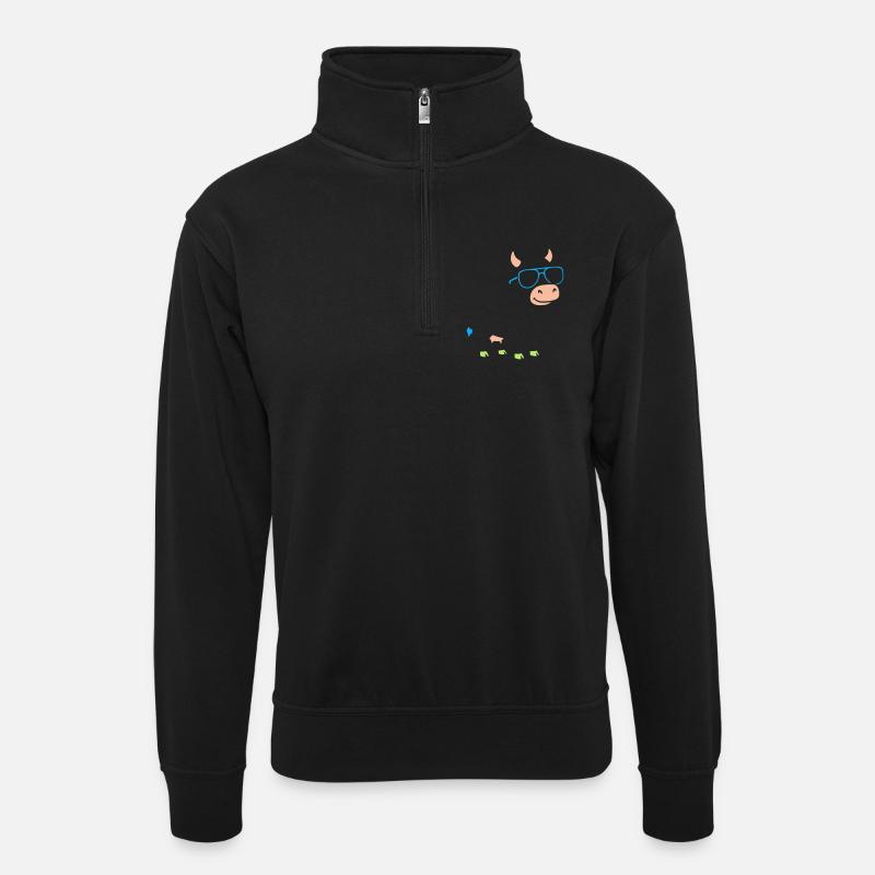 Cool Cow Sunglasses Abstract Vector - Unisex sweater with zip collar - black