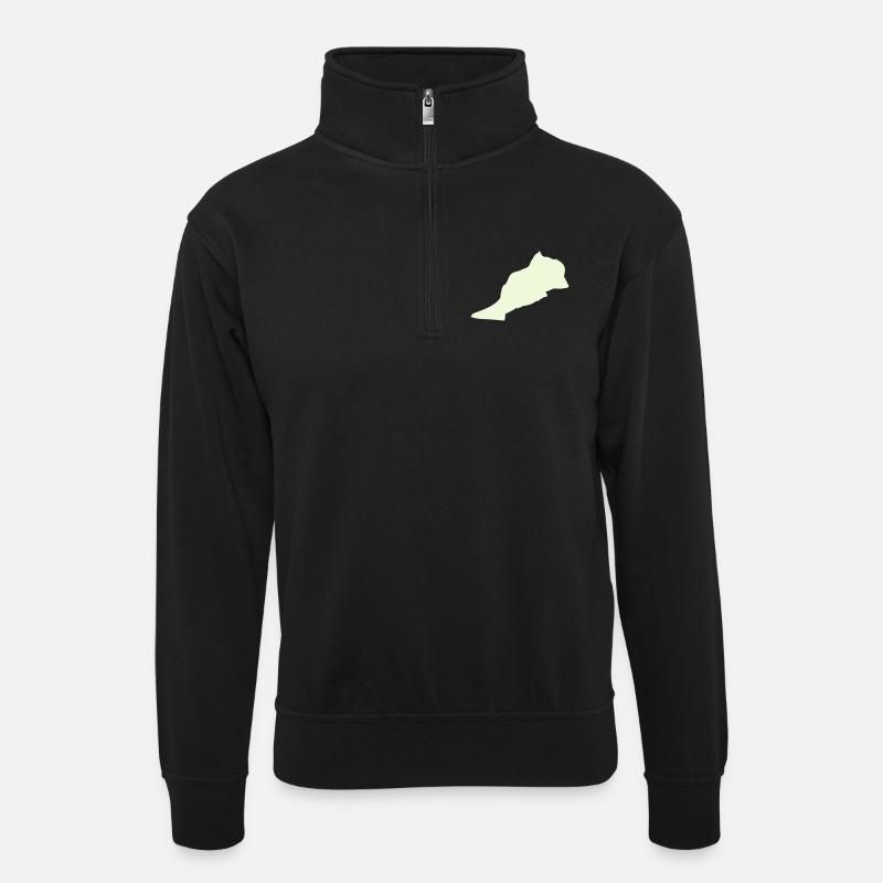 Marokko Morocco - Unisex Pullover mit Zip-Kragen - Schwarz