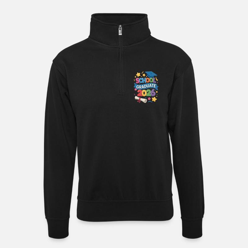 Abschlussveranstaltungen 2026 - Unisex Pullover mit Zip-Kragen - Schwarz