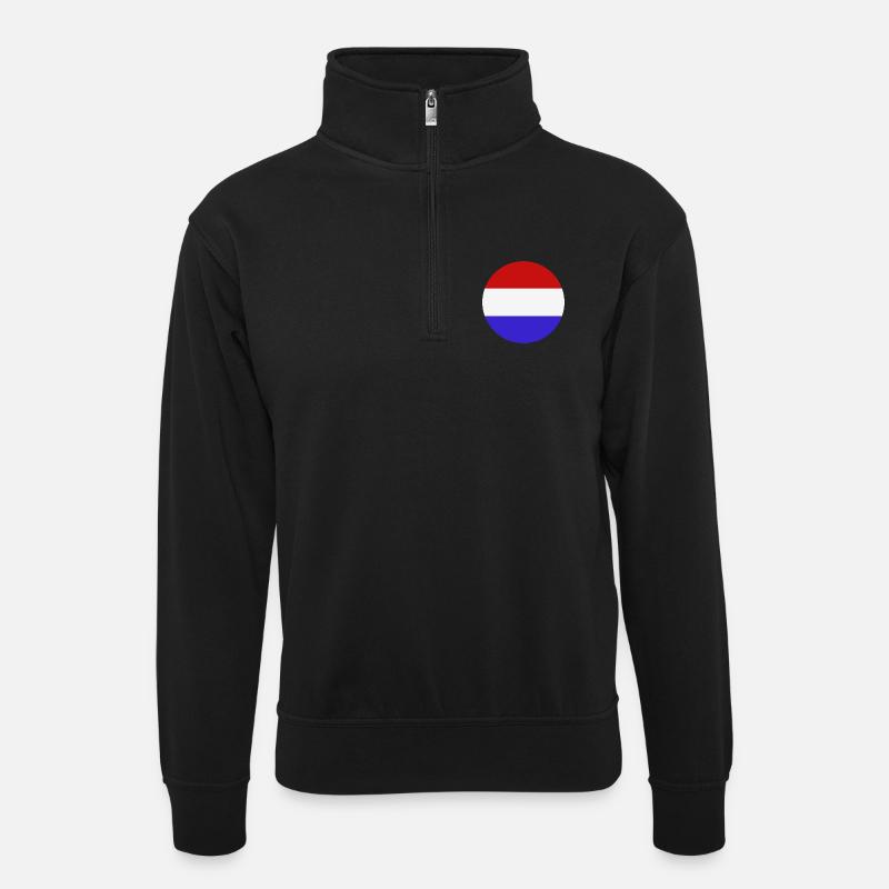 Niederländische Rundflagge - Unisex Pullover mit Zip-Kragen - Schwarz