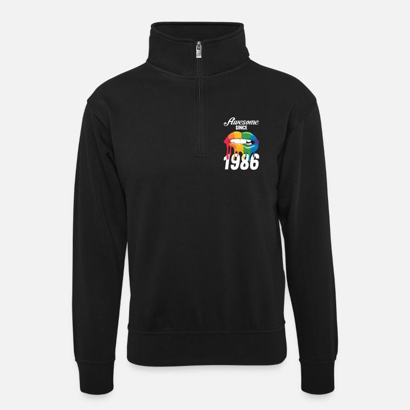 Rainbow Lips 1986 - Unisex sweater with zip collar - black
