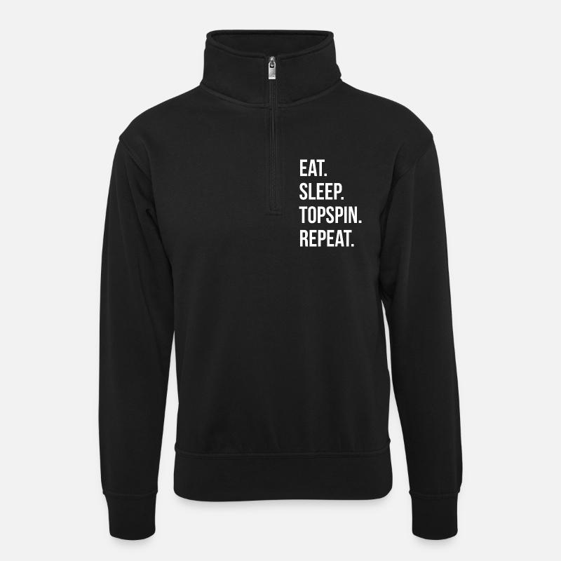 Eat Sleep Topspin Repeat - Unisex sweater with zip collar - black