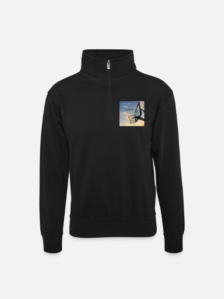 Sky Is The Limit Hoops - Unisex sweater with zip collar - black