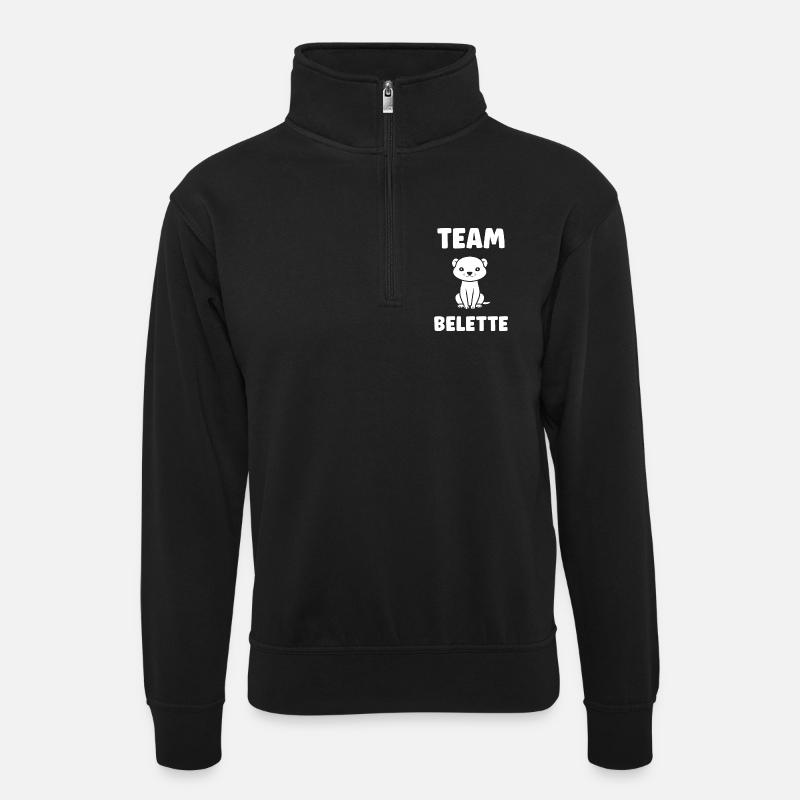 Team Weasel - Unisex Pullover mit Zip-Kragen - Schwarz