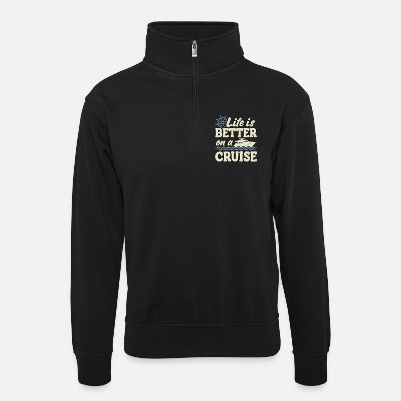 Cruise Ship Summer Vacation Trip - Unisex sweater with zip collar - black