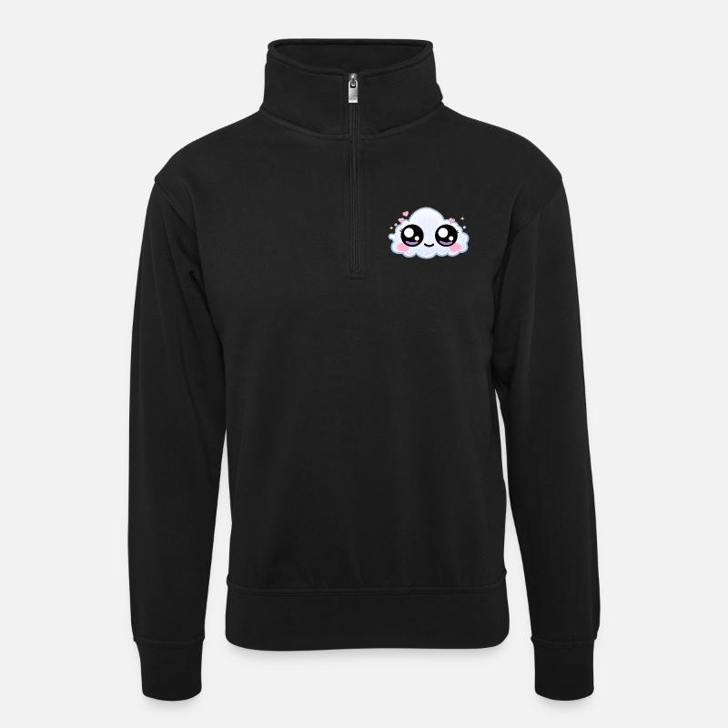 Cloud Eyes Kawaii – Soft Dreamy Eyes - Unisex sweater with zip collar - black