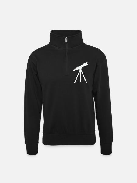 Telescope on Tripod – Starry Night - Unisex sweater with zip collar - black