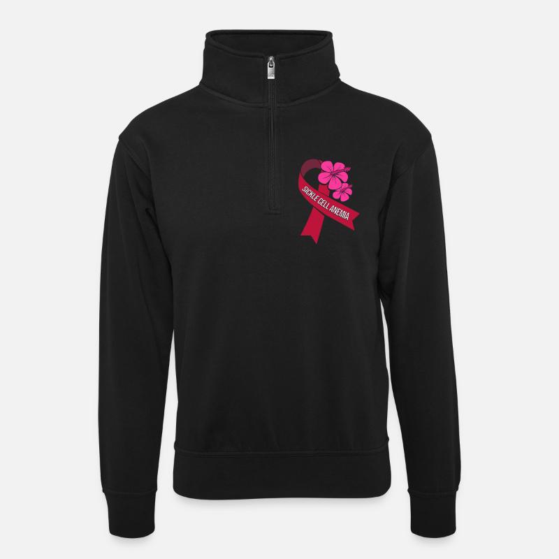 Sichelzellen Anämie - Unisex Pullover mit Zip-Kragen - Schwarz