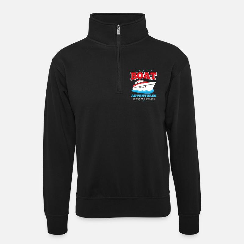 Bootabenteuer Entdecke Meer - Unisex Pullover mit Zip-Kragen - Schwarz