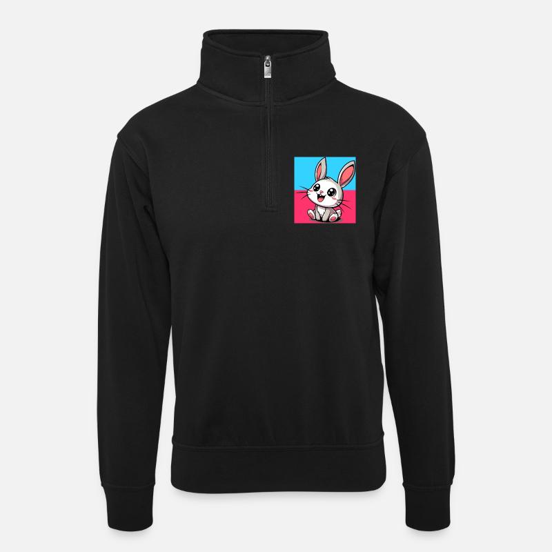 rabbit - Unisex sweater with zip collar - black