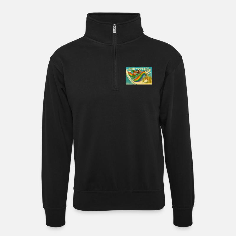 Fun Sport Shirt  - Unisex Pullover mit Zip-Kragen - Schwarz