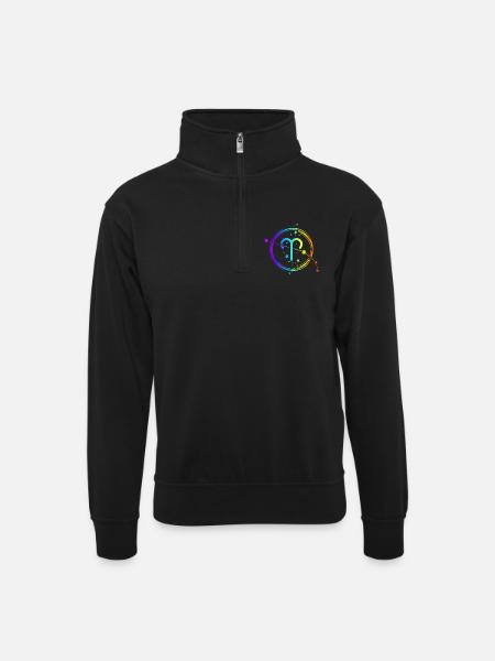 Widder-Horoskop, Tierkreiszeichen und Astrologie - Unisex Pullover mit Zip-Kragen - Schwarz