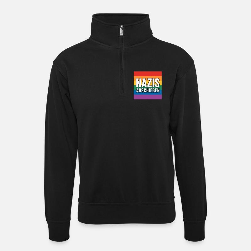 Nazis Abschieben - Antifa Tee - Unisex Pullover mit Zip-Kragen - Schwarz