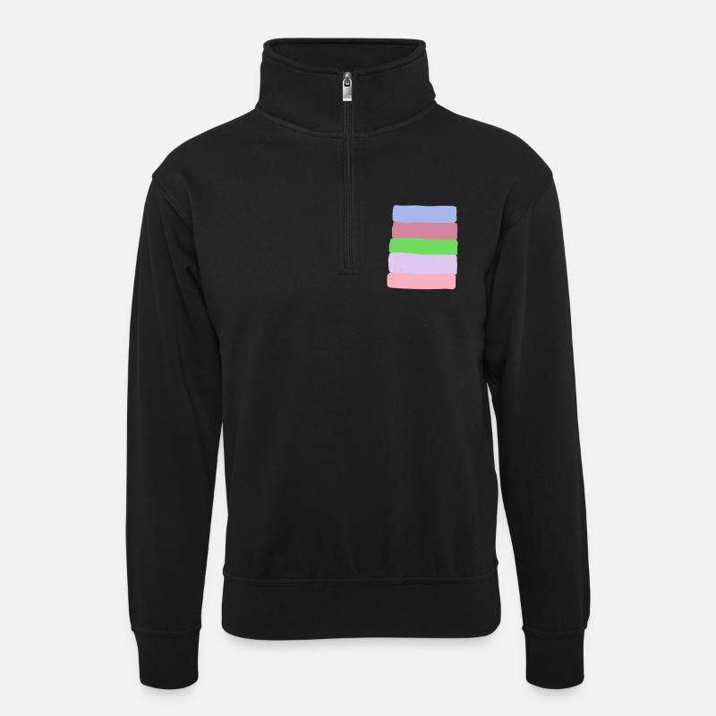 Pastel Stripe Stack - Unisex sweater with zip collar - black