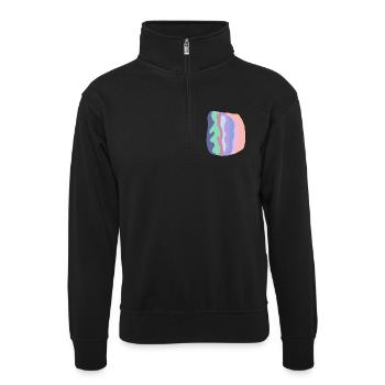 Pastel Wave Layers - Unisex sweater with zip collar - black - Front