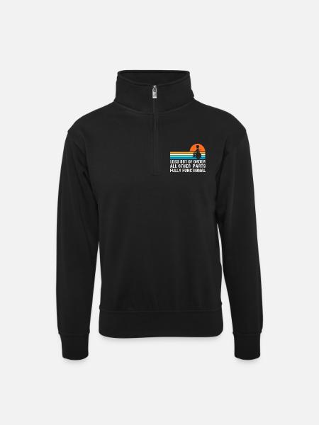 Rollstuhl - Unisex Pullover mit Zip-Kragen - Schwarz
