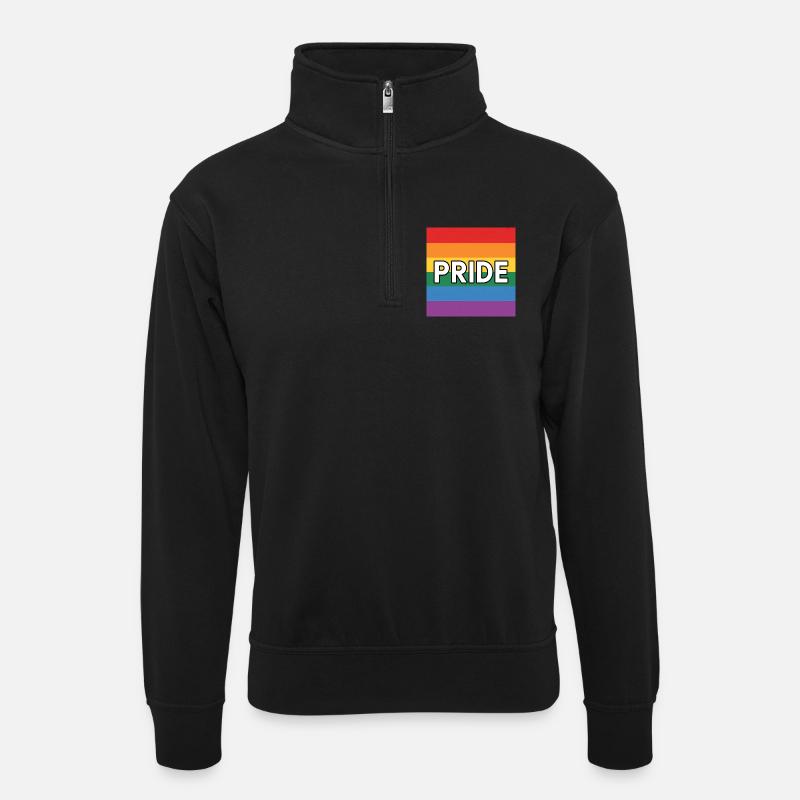 Pride - Queer Rainbow Flag Tee - Unisex sweater with zip collar - black