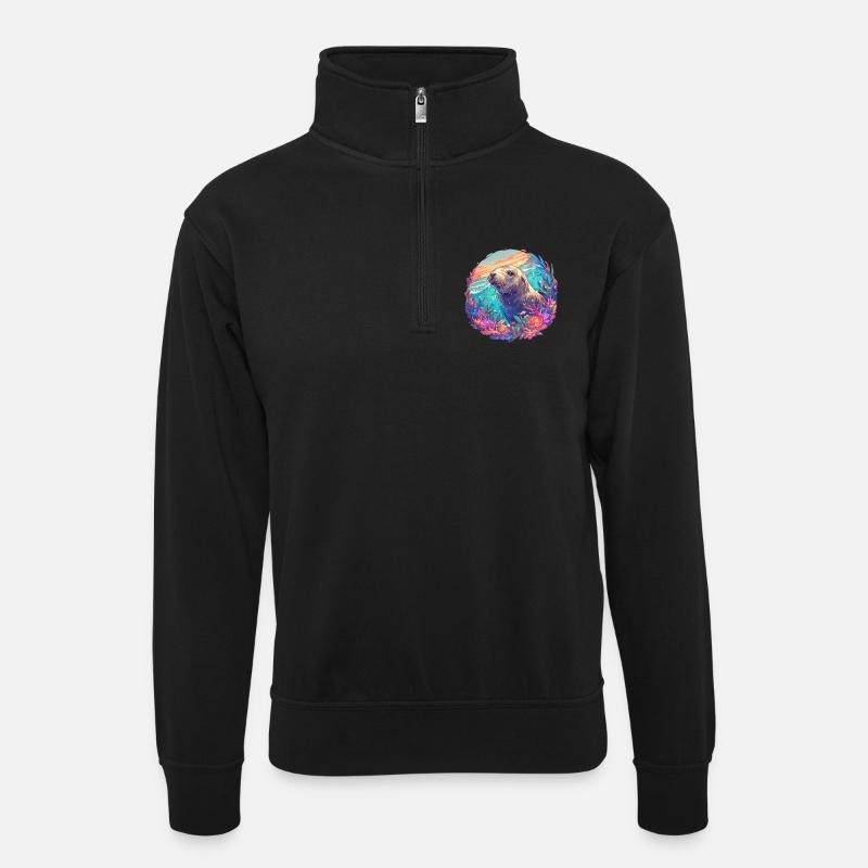 Lions de mer Lion de mer - Sweat col montant zippé unisexe - noir