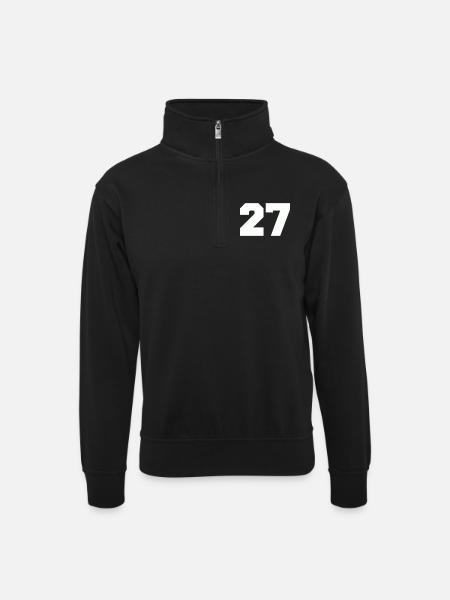 Numéro 27 - Sweat col montant zippé unisexe - noir