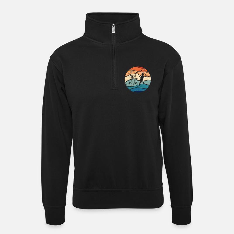 Gecko am Pastellstrand - Unisex Pullover mit Zip-Kragen - Schwarz