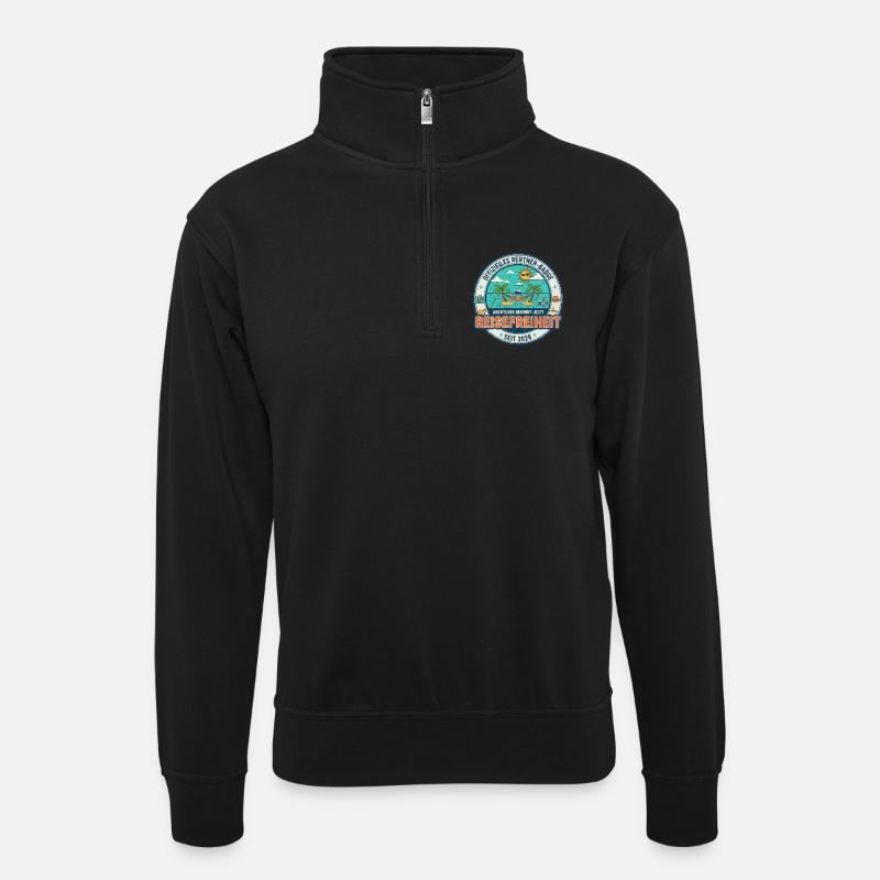 Reisefreiheit seit 2026 – Rentner Badge - Unisex Pullover mit Zip-Kragen - Schwarz