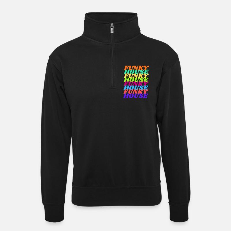 Funky House Vibes - Unisex Pullover mit Zip-Kragen - Schwarz