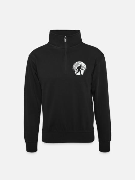Bigfoot Roller Skating Moon - Unisex sweater with zip collar - black