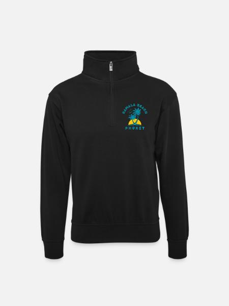 Kamala Beach Phuket Sunset Palm - Unisex sweater with zip collar - black