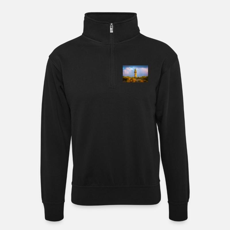 Phare de Warnemünde le soir - Sweat col montant zippé unisexe - noir