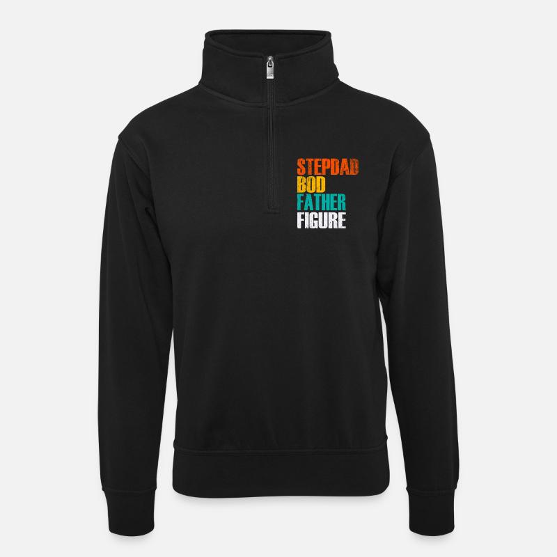 Stepdad Bod Father Figure Gradient - Unisex Pullover mit Zip-Kragen - Schwarz