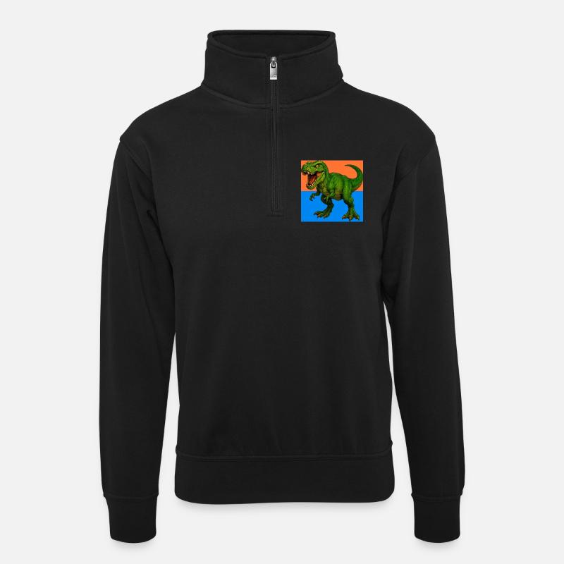 dinosaur - Unisex sweater with zip collar - black