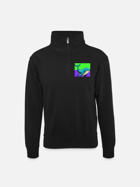 Wal - Unisex Pullover mit Zip-Kragen - Schwarz