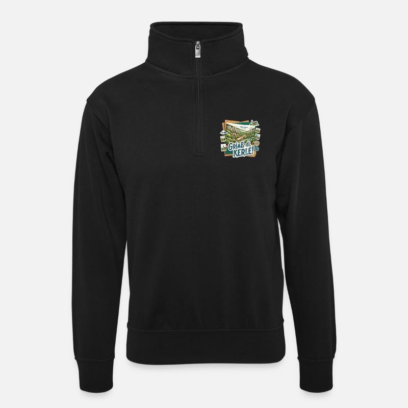 Hello, fellows! Southern Germany Landscape - Unisex sweater with zip collar - black
