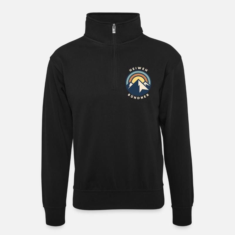Heiweh Bündner - Unisex Pullover mit Zip-Kragen - Schwarz