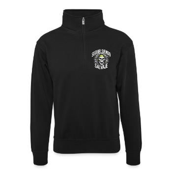 Wilder Pfad im Schädel - Unisex Pullover mit Zip-Kragen - Schwarz - Vorne